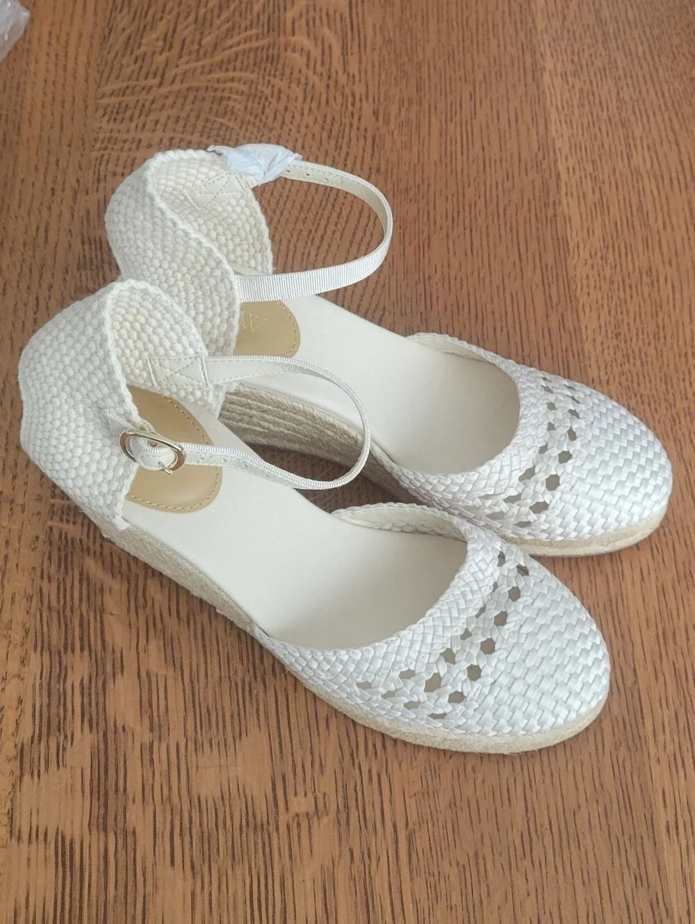 J. Crew Factory Seville Crochet Espadrille Wedges - Bleached Sand
